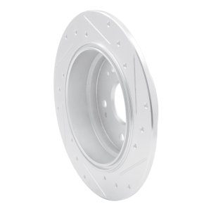 Honda CR-V Brake Rotor (1) - Rear Left - R1 Concepts - Drilled & Slotted - Silver - `02-`04